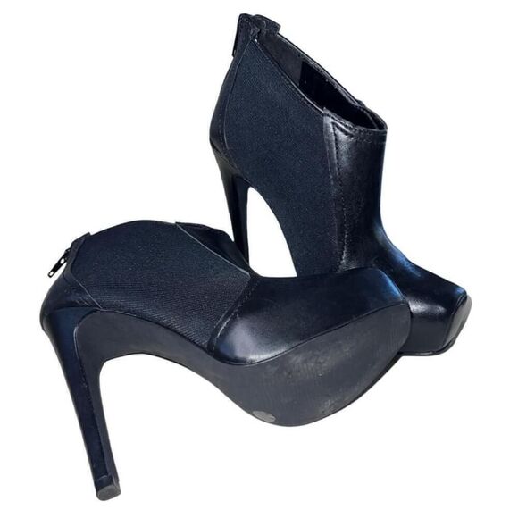 Women's Jessica Simpson Livia Black Leather and Fabric Booties Size 5.5 - Picture 5 of 7